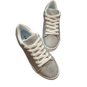 Sparkly Masseys Rhinestone Lace Up Low Top Fashion Sneakers Shoes Womens 9 NWOT